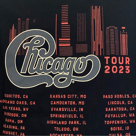 Chicago Band Shirt NEW Hard Habit to Break Tour 2023 Black Graphic Tee Small - Picture 7 of 9